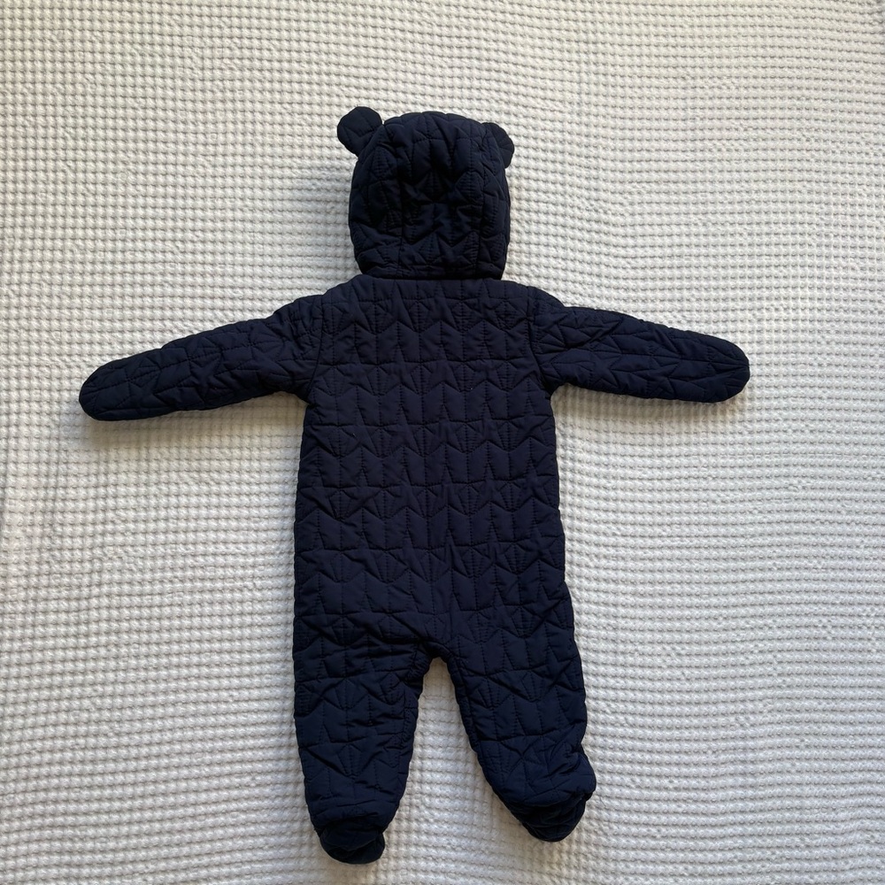 Koala Baby Navy Star Quilted Snowsuit Bear Ear Hood Bunting One Piece: 6-9M - Picture 4 of 5